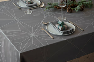 STARS tablecloth 370 cm - winter grey
